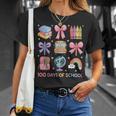 Girls 100 Days Of School Coquette Bow Pencil Bus Book Crayon T-Shirt Gifts for Her
