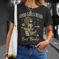 Good Girls Read Bad Books Vintage Skeleton Reader T-Shirt Gifts for Her