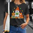 Halloween Ghost Cat Reading Book Women Girls Cute T-Shirt Gifts for Her Halloween Ghost Cat Reading Book Women Girls Cute T-Shirt Gifts for Her