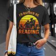 I'd Rather Be Reading Retro Book Lover Bookworm T-Shirt Gifts for Her