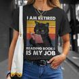 I'm Retired Reading Books Is My Job Cat Reader T-Shirt Gifts for Her