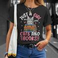 Just A Girl Who Loves Books And Cats Cat Reading Girls T-Shirt Gifts for Her Just A Girl Who Loves Books And Cats Cat Reading Girls T-Shirt Gifts for Her
