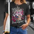 Just A Girl Who Loves Books And Wolves Cute Reading Nerd T-Shirt Gifts for Her