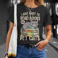 I Just Want To Read Books And Pet Cats Cat Reading T-Shirt Gifts for Her