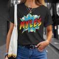 Kids Boys Myles Name Superhero Comic Book T-Shirt Gifts for Her