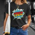 Kids Boys Theo Comic Book Superhero Name T-Shirt Gifts for Her