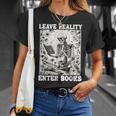 Leave Reality Enter Books Skeleton Reading Book T-Shirt Gifts for Her