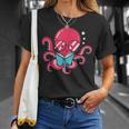Librarian Book Sea Ocean Giant Squid Reading Octopus T-Shirt Gifts for Her