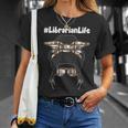 Librarian Teacher Messy Bun Life Book Library Back To School T-Shirt Gifts for Her