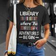 Library Where The Adventure Begins Librarian Book T-Shirt Gifts for Her