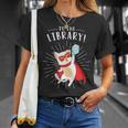 To The Library Superhero Book Cat Lover Librarian T-Shirt Gifts for Her