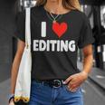 I Love Editing Heart Movie Film Newspaper Journalism Book T-Shirt Gifts for Her I Love Editing Heart Movie Film Newspaper Journalism Book T-Shirt Gifts for Her