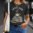 Love God Drink Coffee Read Books Graphic Book Reader T-Shirt Gifts for Her