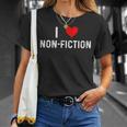 I Love Non Fiction Heart Books Reading Writing Writer Read T-Shirt Gifts for Her