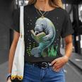 Manatee Reading Book Matching Bookworm Librarian Books Lover T-Shirt Gifts for Her