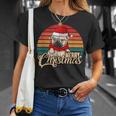 Merry Christmas Retro Vintage Pugmas Pug Reading Books T-Shirt Gifts for Her