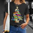 Merry Christmas Tree Reading Books Nerd T-Shirt Gifts for Her