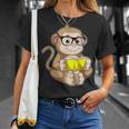 Monkey Nerd Book Glasses T-Shirt Gifts for Her