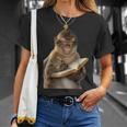 Monkey Reading Book Writing Journal Book Lover Writer T-Shirt Gifts for Her