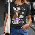 My Needs Are Simple Dog Coffee Books Humor T-Shirt Gifts for Her My Needs Are Simple Dog Coffee Books Humor T-Shirt Gifts for Her