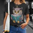 Owl Reading A Book Owls Wearing Glasses Librarian T-Shirt Gifts for Her Owl Reading A Book Owls Wearing Glasses Librarian T-Shirt Gifts for Her
