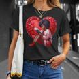 Pretty Girl With Book And Hearts For Valentine's Day T-Shirt Gifts for Her