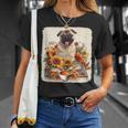 Pug Reading Books Sunflowers With Coffee Lover Owner T-Shirt Gifts for Her