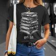 Quirky Book Nerd Get Lit Humor Bookworm Classic Distressed T-Shirt Gifts for Her
