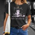 Quote With Coffee Cats And Book Reading T-Shirt Gifts for Her