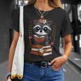 Racoon Reading Book Graphic Racoon With Book Floral T-Shirt Gifts for Her Racoon Reading Book Graphic Racoon With Book Floral T-Shirt Gifts for Her