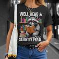 Well Read & Slightly Feral Raccoon Book Lover Graphic T-Shirt Gifts for Her