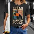 I Read Banned Books Cat Reader Bookworm T-Shirt Gifts for Her