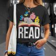 Read Book Cute School Teacher Librarian Elephant Pigeon T-Shirt Gifts for Her