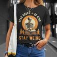 Read Books Be Kind Stay Weird Skeleton Reading Goth Bookish T-Shirt Gifts for Her