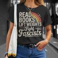 Read Books Lift Weights Fight Fascists Retro Vintage T-Shirt Gifts for Her Read Books Lift Weights Fight Fascists Retro Vintage T-Shirt Gifts for Her