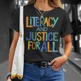 Reading Book Club Literacy And Justice For All Librarian T-Shirt Gifts for Her