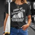 Reading Books Is Life Important Dinosaur Book T-Shirt Gifts for Her