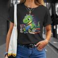 Reading Dinosaur Book Lover Cute Dino Reading T-Shirt Gifts for Her