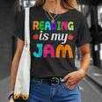 Reading Is My Jam Bookworm Books Teacher Bibliophile Men Women Kids T-Shirt Gifts for Her