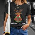 Reading Season Christmas Reindeer Bookworm Book Reader T-Shirt Gifts for Her Reading Season Christmas Reindeer Bookworm Book Reader T-Shirt Gifts for Her