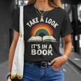 Retro Rainbow Take A Look It's In A Book Reading T-Shirt Gifts for Her