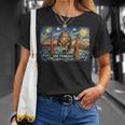 San Francisco Cat Golden Gate Bridge Starry Night Book Lover T-Shirt Gifts for Her