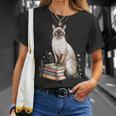 Siamese Cat Meezer Bookworm Flowers Book Reading Books T-Shirt Gifts for Her Siamese Cat Meezer Bookworm Flowers Book Reading Books T-Shirt Gifts for Her