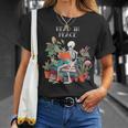 Skeleton Read In Peace Books And Plants Lover Bookworm T-Shirt Gifts for Her