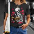 Skeleton Reading Book Lover Floral Flowers Bookish Bookworm T-Shirt Gifts for Her