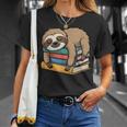 Sloth Sleeping On Books T-Shirt Gifts for Her