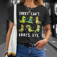 Sorry Can't Books Bye Dinosaur Librarian Bookworm Teacher T-Shirt Gifts for Her