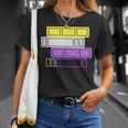 Threadless Grey Sky Chai Nonbinary Pride Book Stack Graphic T-Shirt Gifts for Her