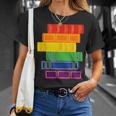 Threadless Grey Sky Chai Rainbow Book Pride Stack Graphic T-Shirt Gifts for Her
