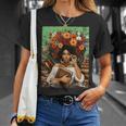 History Month Black Afro Girl Women Book Lovers Floral T-Shirt Gifts for Her